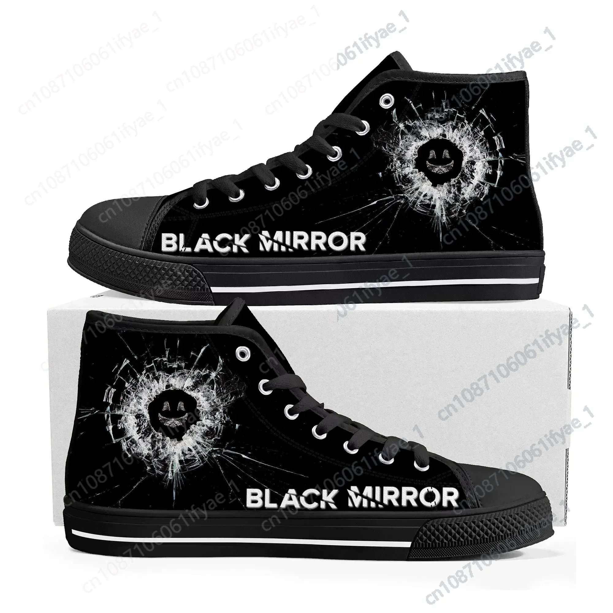 Black Mirror-zapatillas de lona para hombre y mujer, zapatos informales hechos a medida, de alta calidad, personalizables, DIY