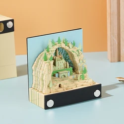 Desk Calendar 2024 Calendar Memo Pad Creative Desk Calendar DIY Notes Notepad 3D Art Calendar Paper Carving Gift House Sculpture