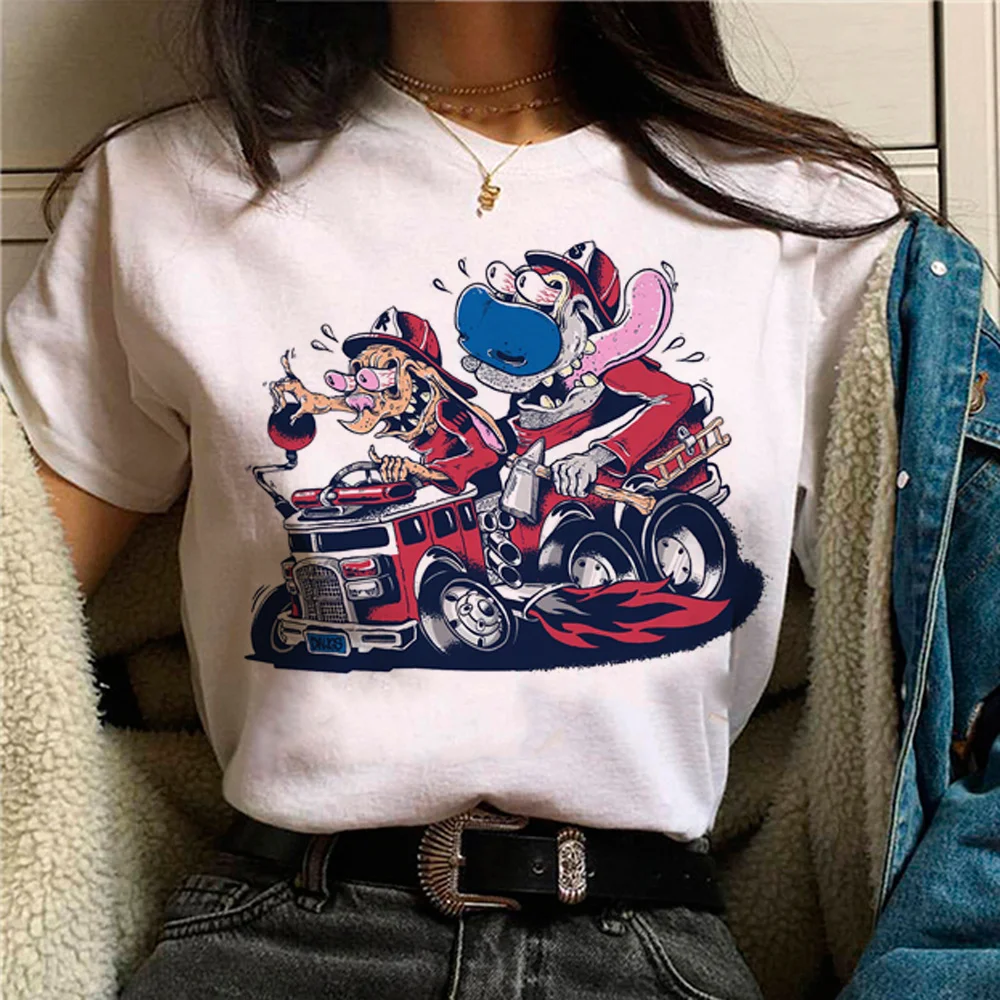 Ren And Stimpy tshirt women harajuku tshirt girl anime designer clothing