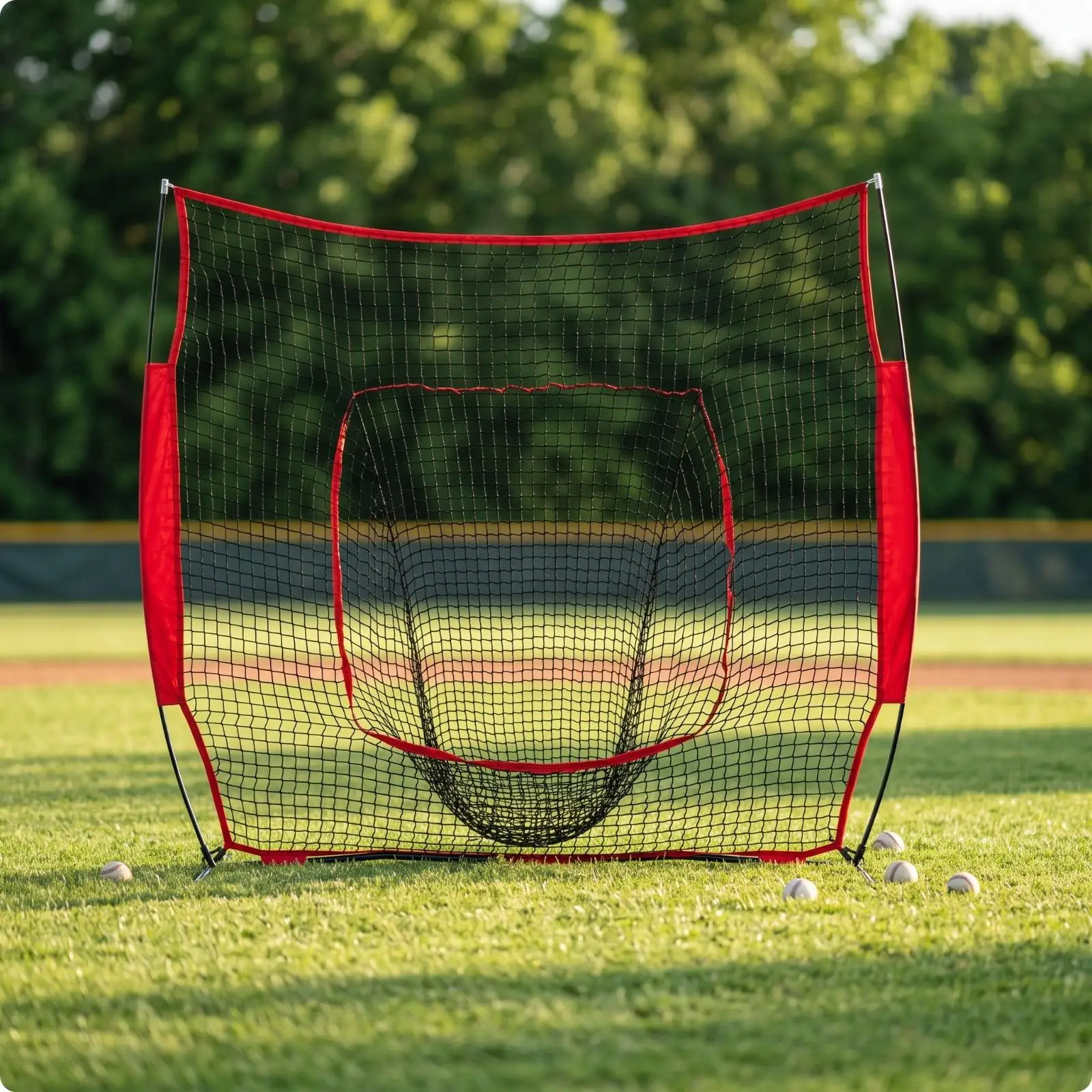 Durable Baseball Batting Cage Net for Hitting Pitching Practice with Strike Zone Target Frame and Storage Bag