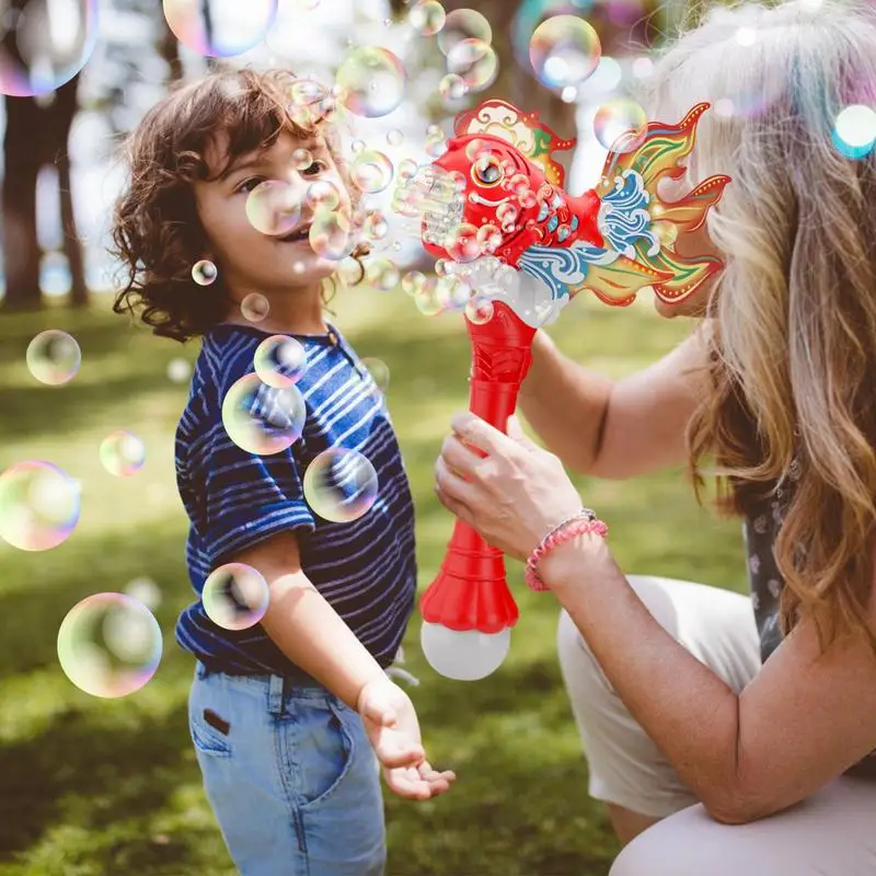 Bubble Machine Wand Bubble Blowing Machine Com Luzes e Sons, Automático, Portátil, Ano Novo, Festival da Primavera