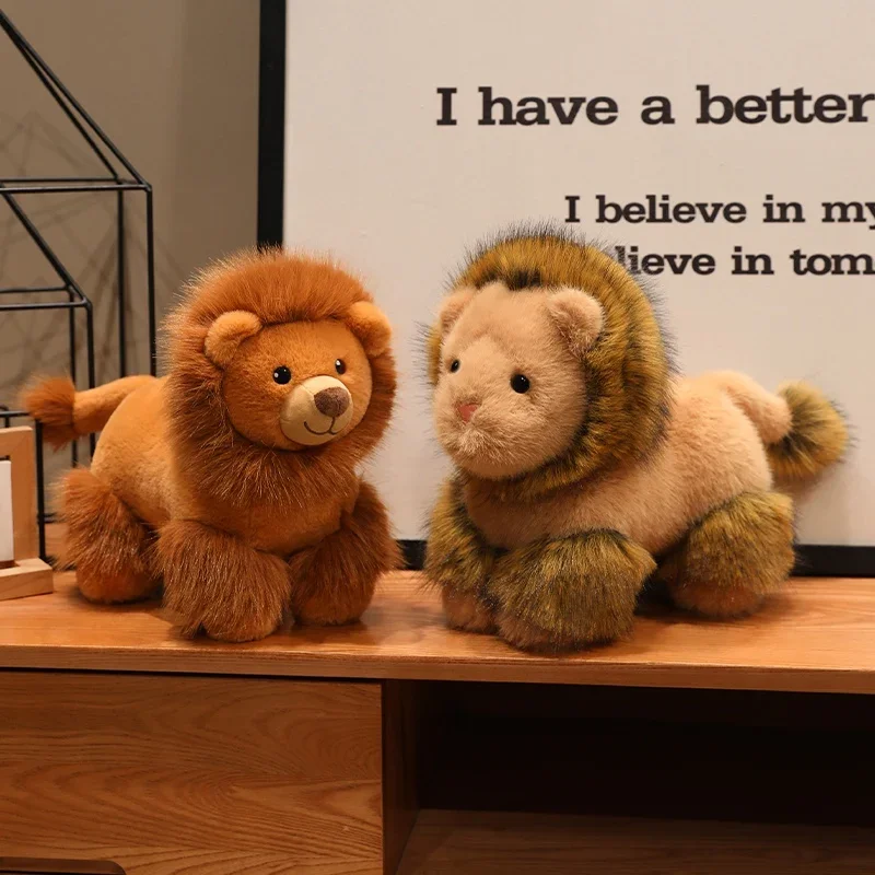 Cute Standing Animal Plush Set Lion Dog With Soft Fur And Realistic Design Soft Stuffed Kawaii Pet Sweet Room Charming