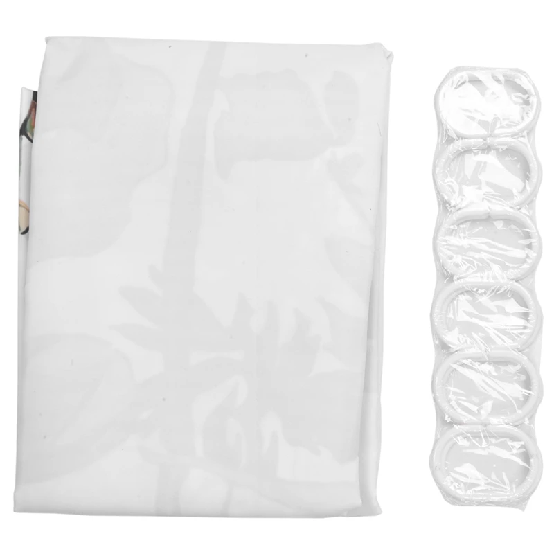 Занавеска для душа Цветочная занавеска для душа с 12 крючками Акварельные ботанические цветы Декоративная занавеска для ванны