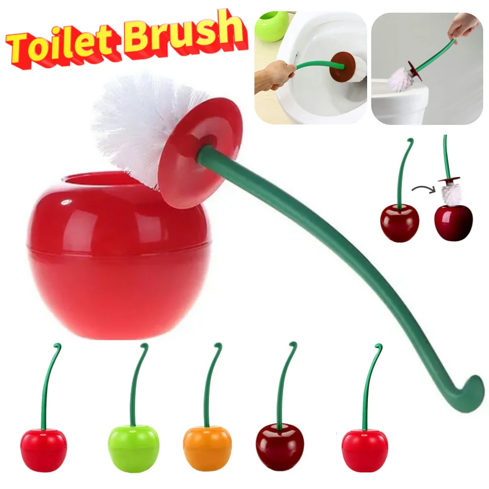 Toilet Brush Lovely Cherry Shape Lavatory Toilet Brush Holder Set Toilet Holder Toilet Cleaning Brush Bathroom Accessories