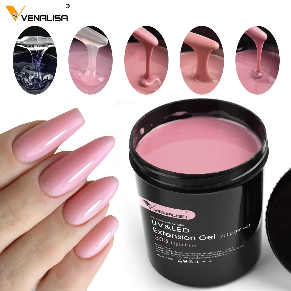 30 ml/225 ml Venalisa Großes Volumen Nachfüllung Langlebiges gehärtetes Decklack Selbstnivellierendes Gel Verstärktes Tarn-Nagelverlängerungsgel – Detail 3