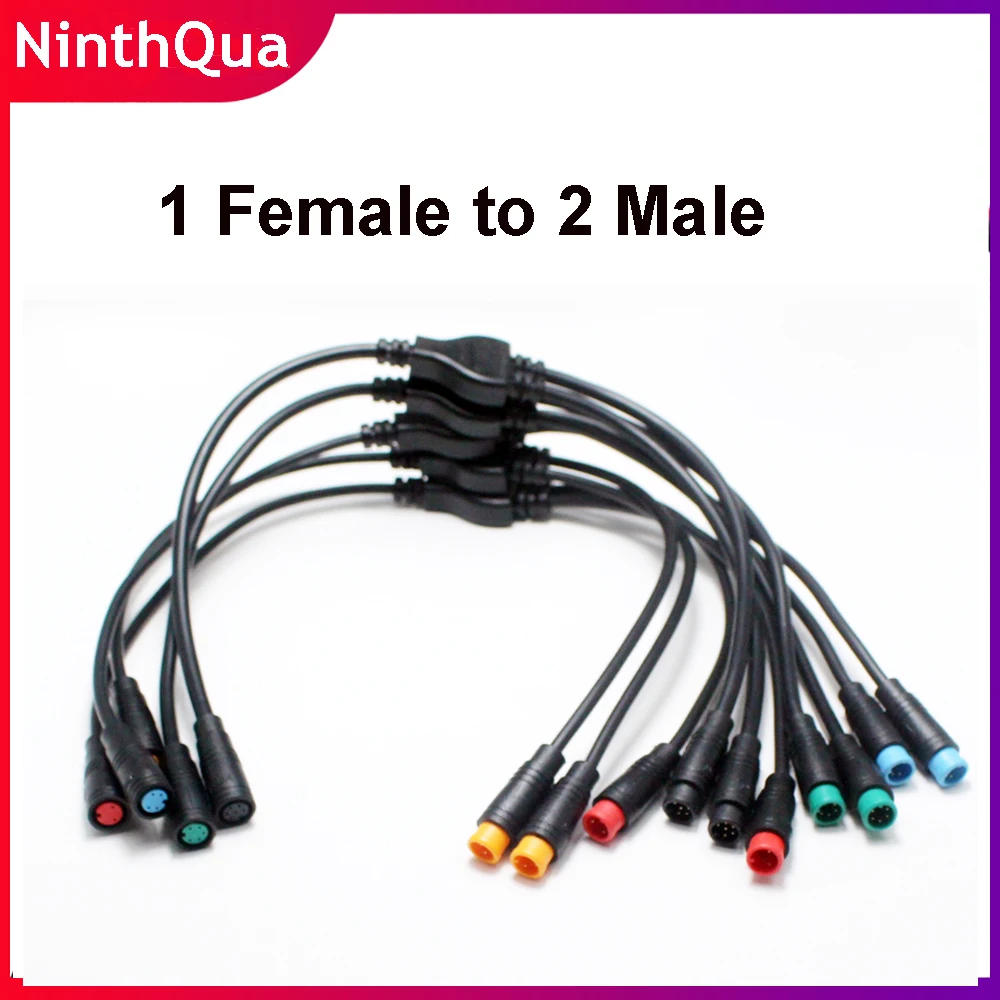 1Pcs M8 Y Splitter E-bike Cable 2Pin 3Pin 4Pin 5Pin 6Pin 1Female to 2 Male Electric Bicycle Plug for Scooter Brake Signal Sensor