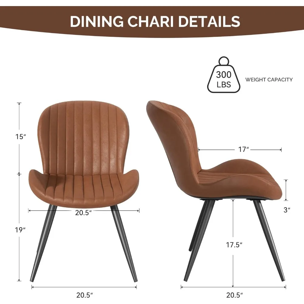 Dining Room Chair Set of 6 with Sturdy Metal Legs, Stylish Shell Shape, Modern Upholstered Fabric Curved Backrest Dining Chair