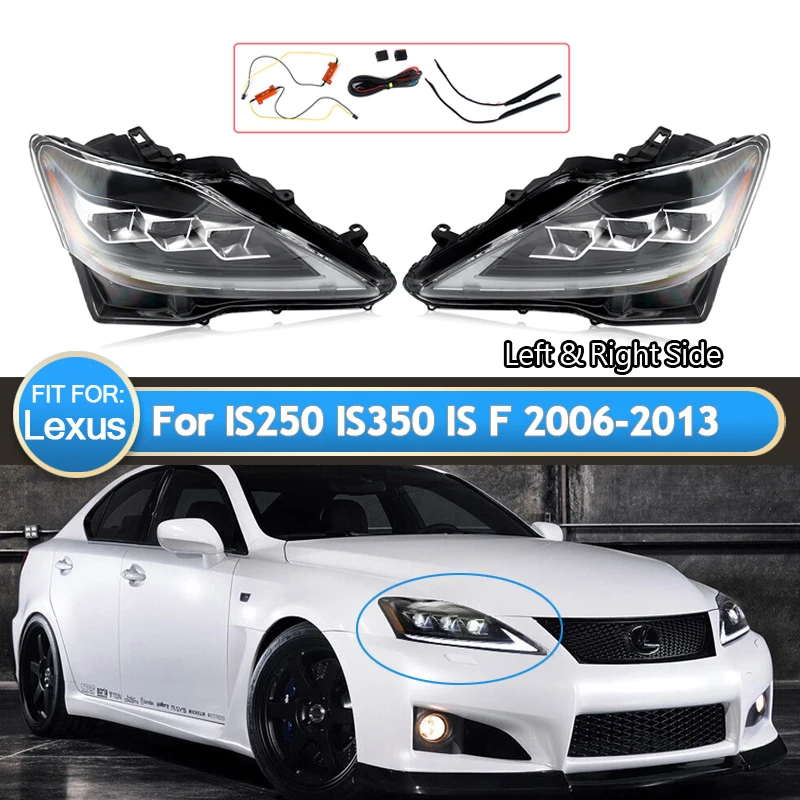 

For 2006-2013 Lexus IS250 IS350 IS F LED DRL Headlight Headlamp Assembly LH+RH