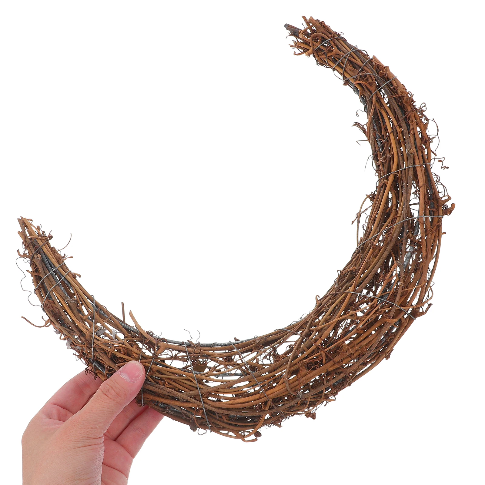 

3Pcs Natural Rattan Moon Wreath Frame Grapevine Twig Form DIY Floral Garland Front Door Decoration Grapevine Wreath