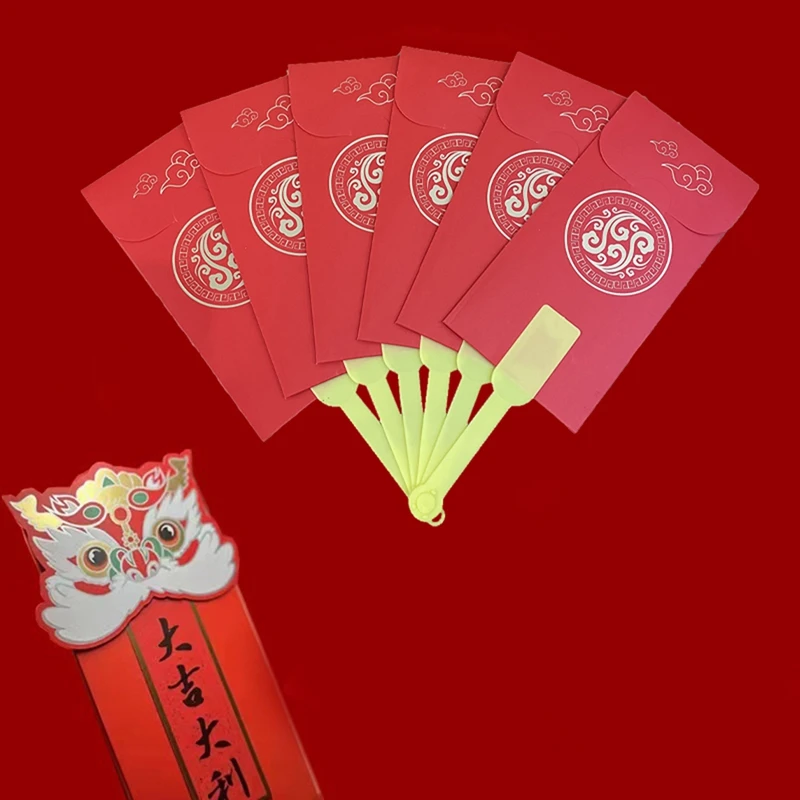 5Pcs Red Envelopes Chinese Fan Red Envelope Lucky Money Envelope Kit Chinese New Year Red Envelopes, New Year Red Packet Set
