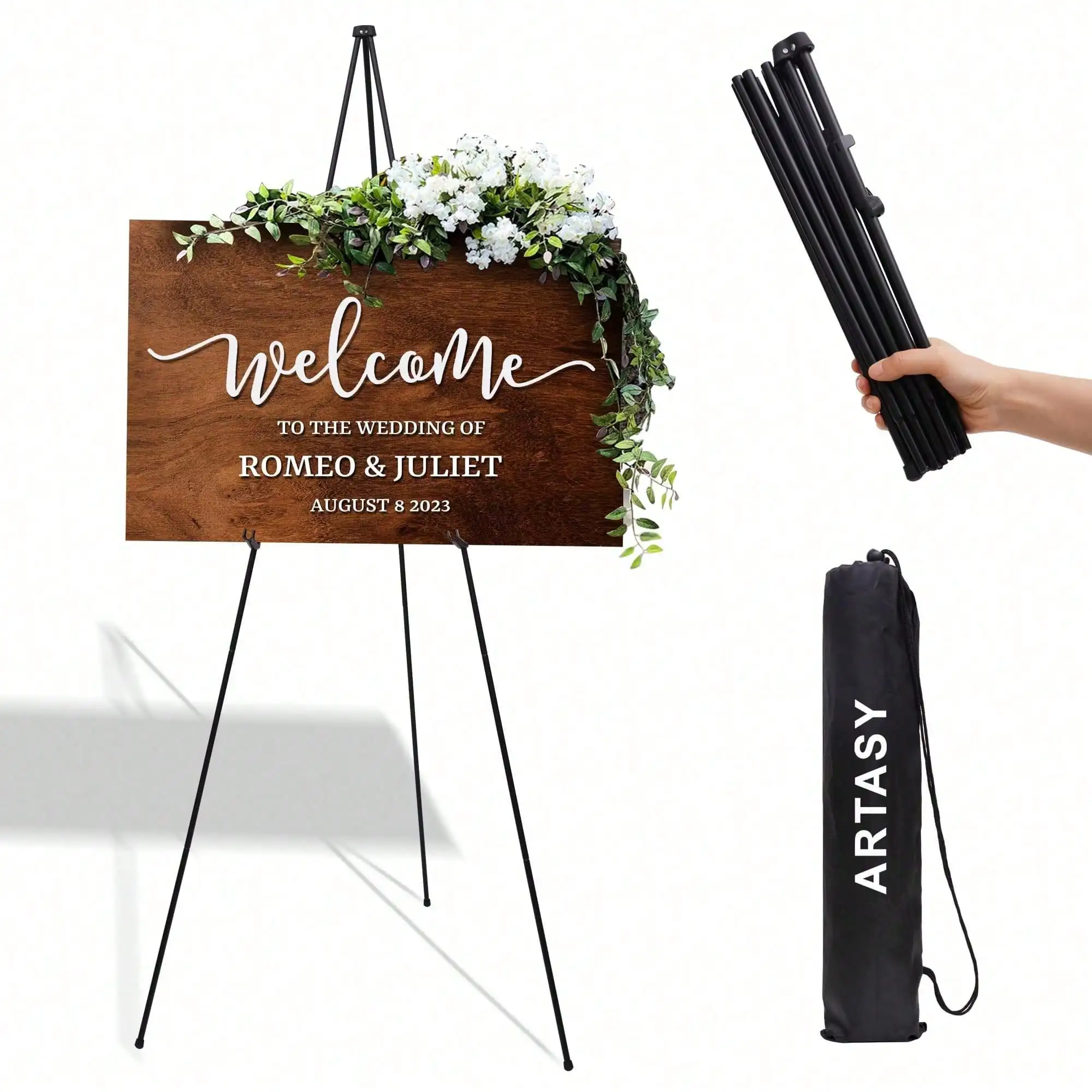 Adjustable Metal Tripod Art Easel Stand,66 Inch Foldable Floor Display Holder,Portable Painting Stand With Storage Bag For Canvas,Artwork,Poster,Artist Studio,Art Class,Sketching,School Exhibition,Craft Creation And Indoor Art Display