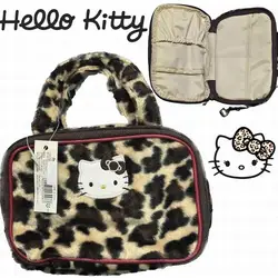 Sanrio Hello Kitty Kawaii borsa per il trucco con stampa leopardata organizzatore cosmetico custodia per ragazza all'aperto ad alta capacità regali periferici