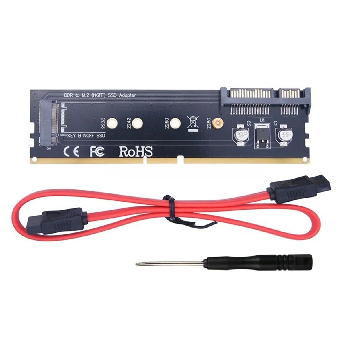 

DDR3 DDR4 DDR2 to M2 SSD Adapter M.2 NGFF B Key Riser Card SATA 15Pin Power + SATA 7Pin Data Port