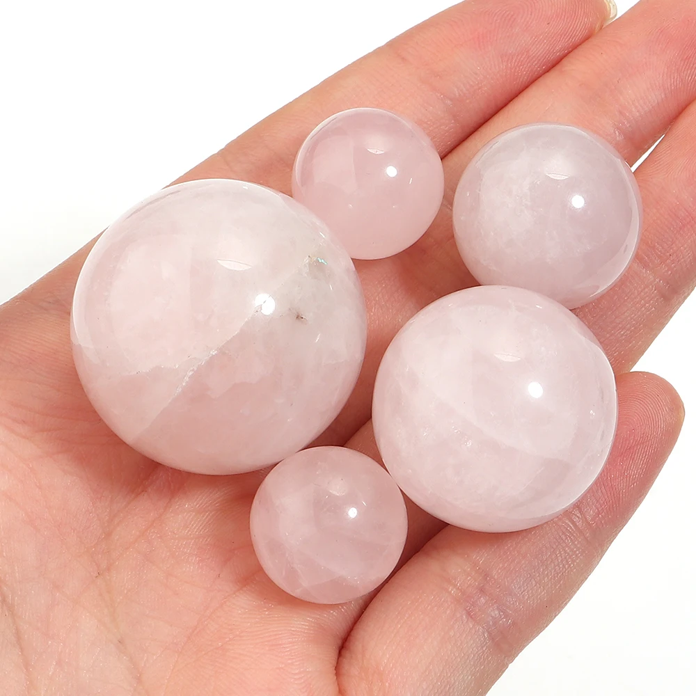 16-30mm Natural Stone Round Ball Healing Crystal Rose Quartz Sphere Energy Mineral Specimen Gems Meditation Gift Home Decoration