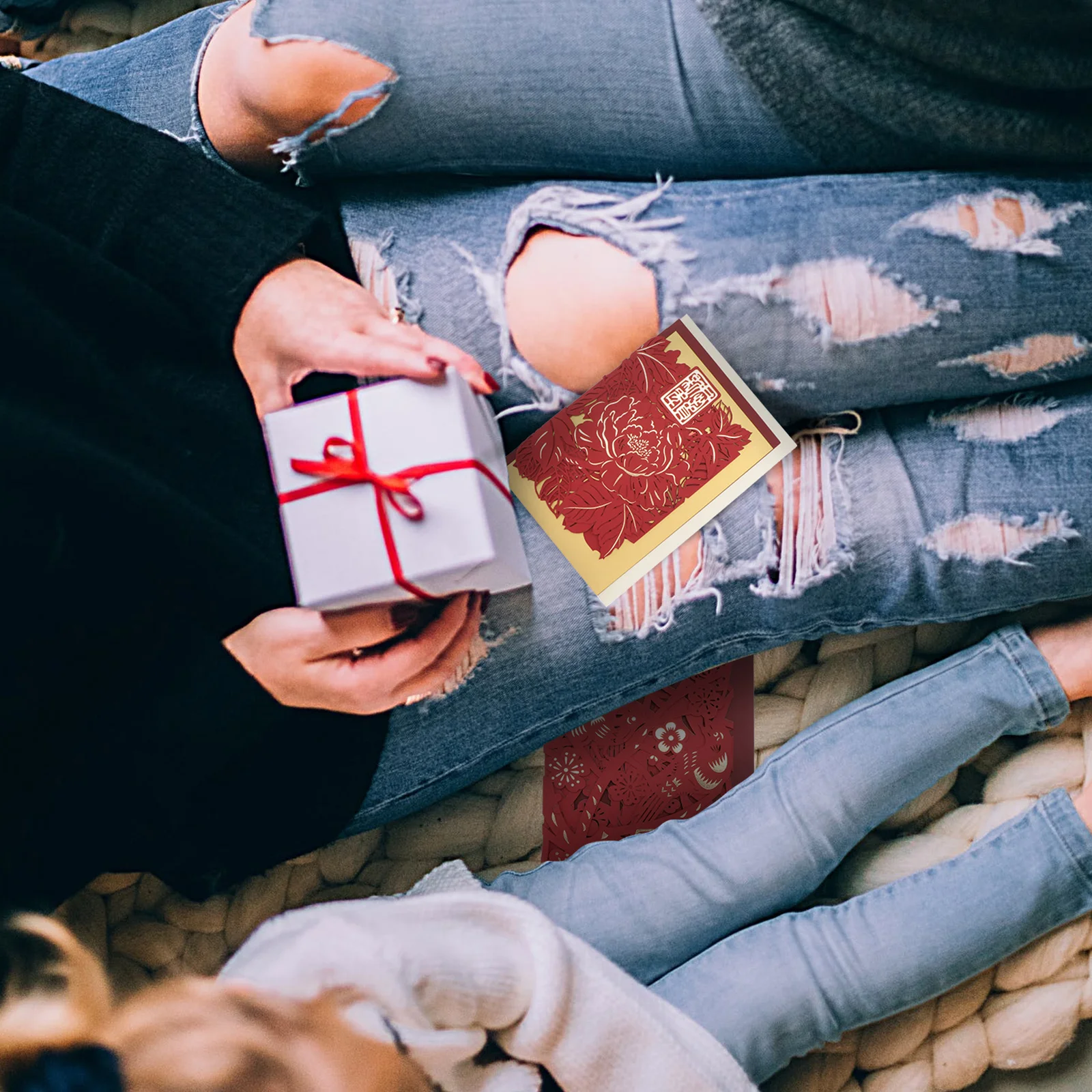 

6pcs 2021 New Year Blessing Cards Chinese Style Greeting Cards Spring Festival Wishes Party Decorative Paper Gifts Holiday Card