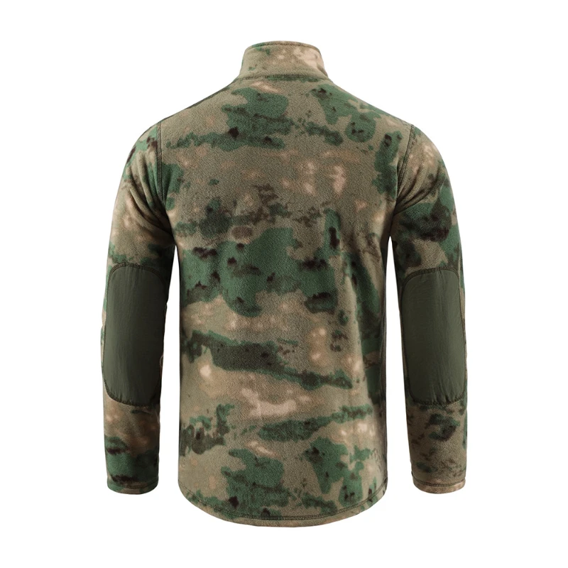 Winter Fleece Training Sweatshirt Mens Stand Collar Pocket Zipper Warm Tactical Combat Tops Outdoors Camouflage Charge Pullover