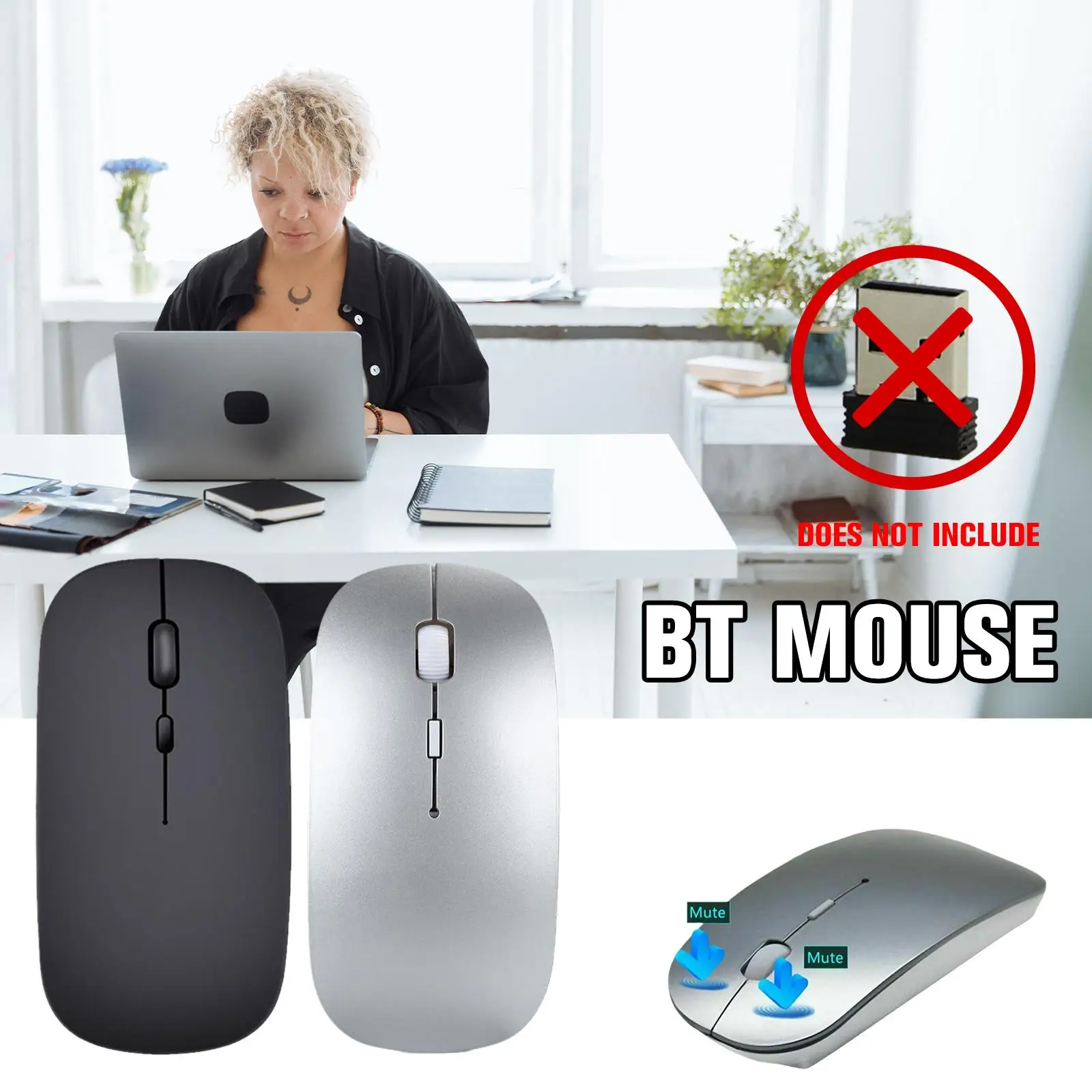 2025 New Bluetooth Silent Office Charging Wireless Mouse Adapter And Ergonomic Shape Version No Design Enhanced Comfortable