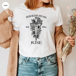 FBAA Red Pearl Shirt From Blood and Ash We Will Rise Tshirt JLA Casteel Da'Neer Poppy Balfour Bookish Merch Book Lover Tops Gift