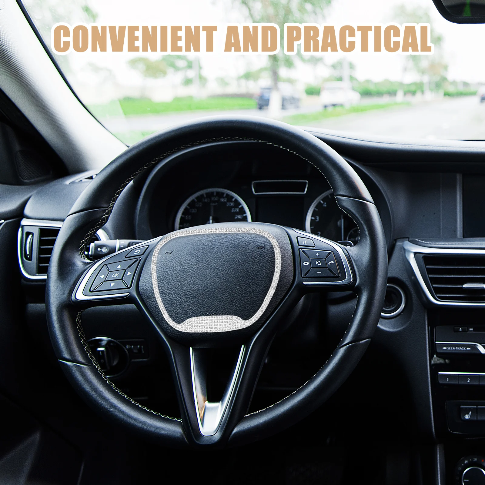 

Luxurious Rhinestone Steering Wheel Sticker Self-Adhesive Car Decal Auto Accessory 2015-2021 Models Dazzling