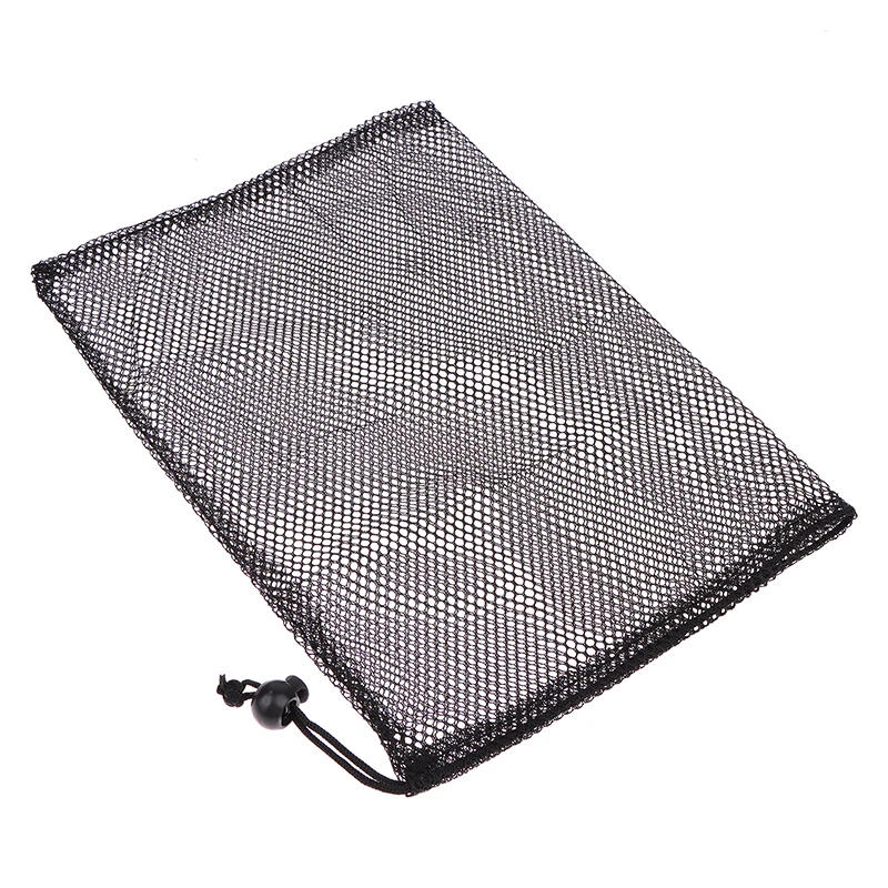 Multi Purpose Black Durable Nylon Mesh Drawstring Bag Storage Pouch For Home Travel Laundry Stuff Sack Organizer