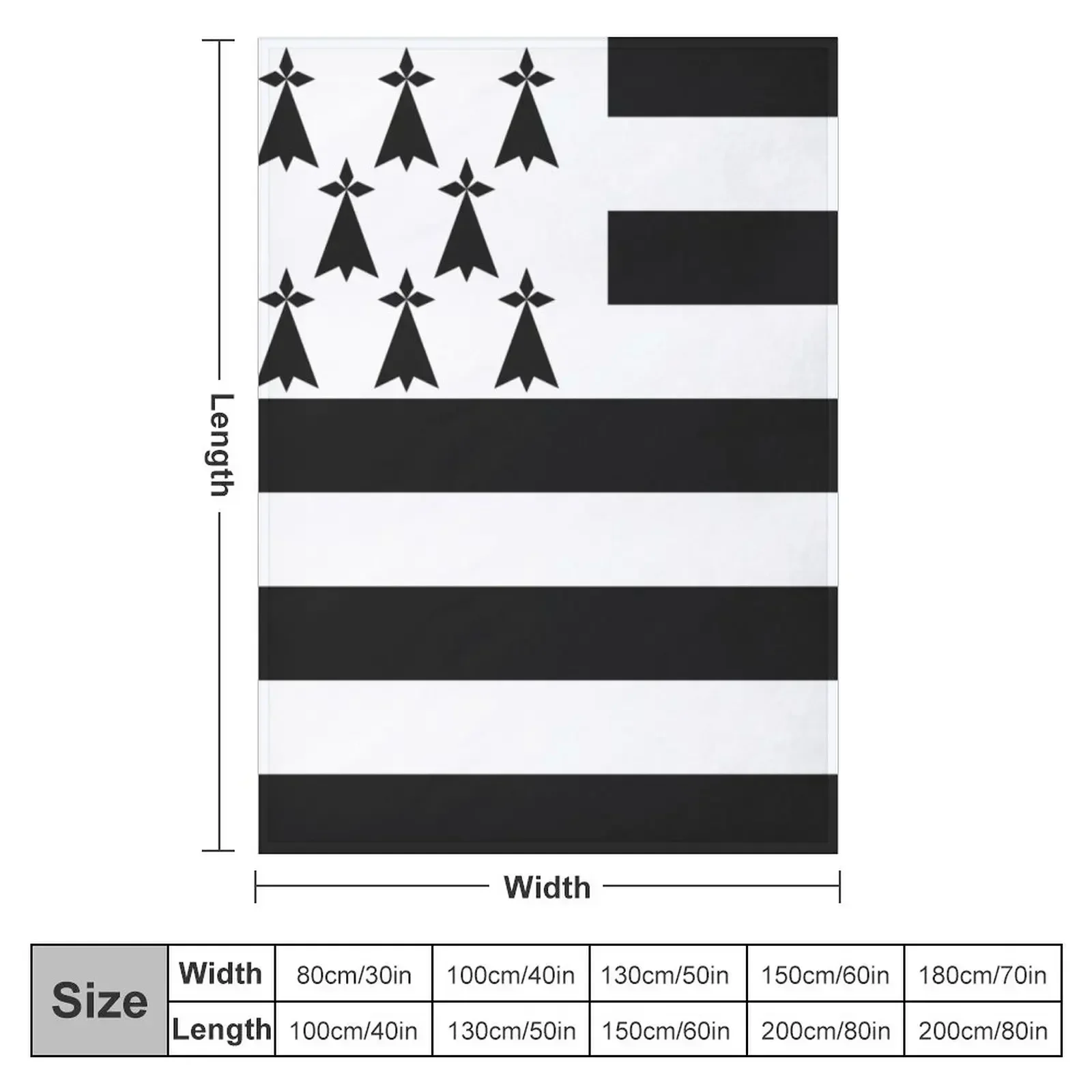 Flag of Brittany Drapeau Breton Gwenn-ha-du Ermine black and White HD HIGH QUALITY ONLINE STORE Throw Blanket