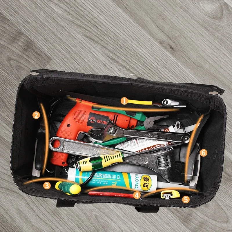 Multifunctional Tool Bag Pull Rod Plastic Bottom Thickened Kit Electrical Bag Woodworking Maintenance Large Tool Bag