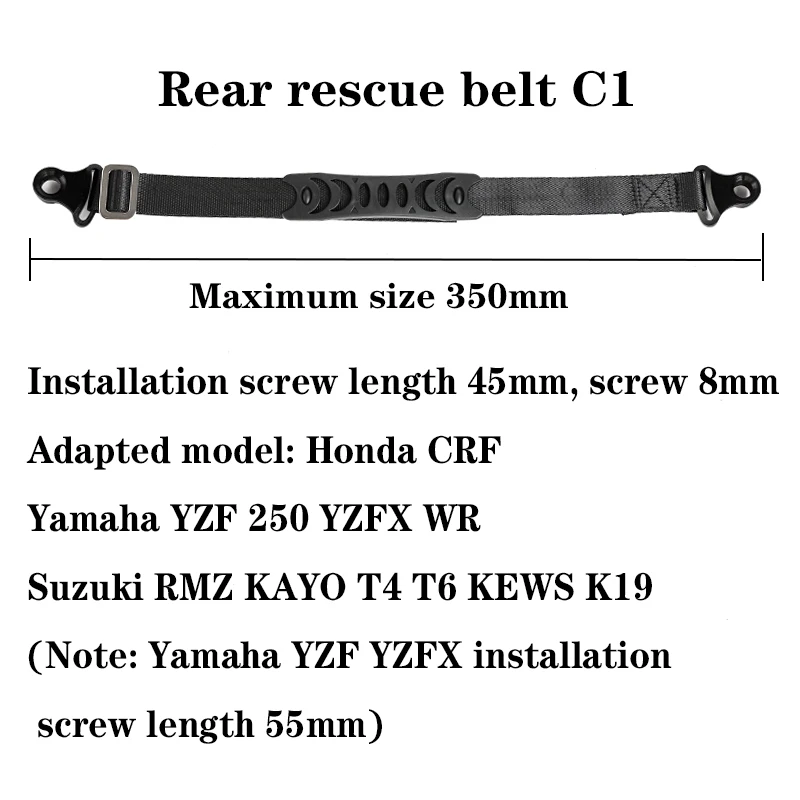 Motorcycle CNC Front & Rear Rescue Strap Sling Pull Belt For Honda CRF Suzuki RMZ KAYO T4 T6 KEWS K19 Motocross Dirt Bike