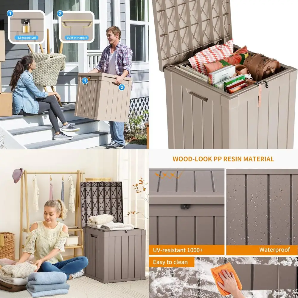 

50 Gallon Lockable Outdoor Storage Box - Weatherproof Patio Furniture, Cushion, and Pool Supply Storage