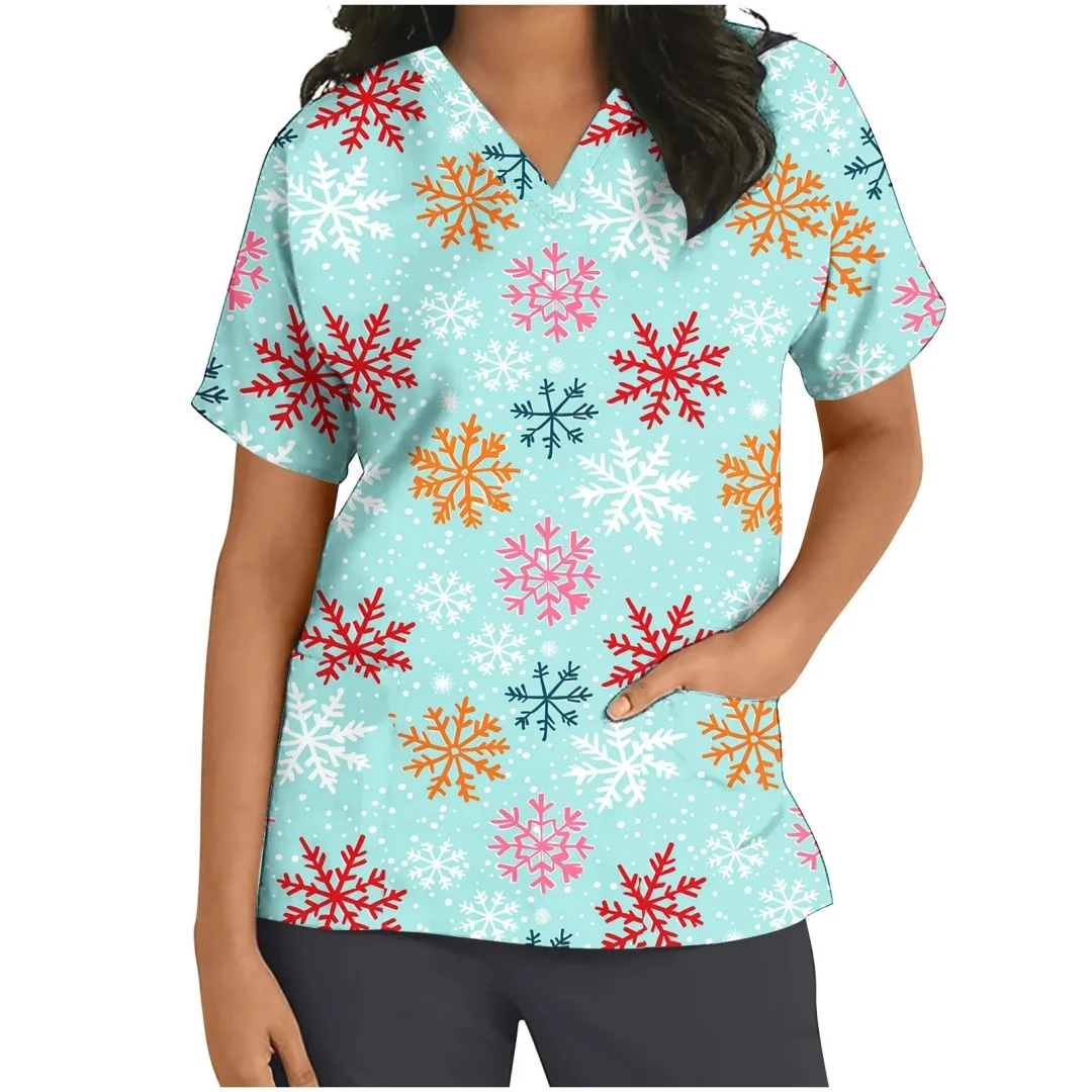 Schöne Druck Peeling Krankenschwester Uniform Frauen Cartoon Zahnklinik Krankenhaus Arzt Arbeitskleidung Frauen Kurzarm Casual Top