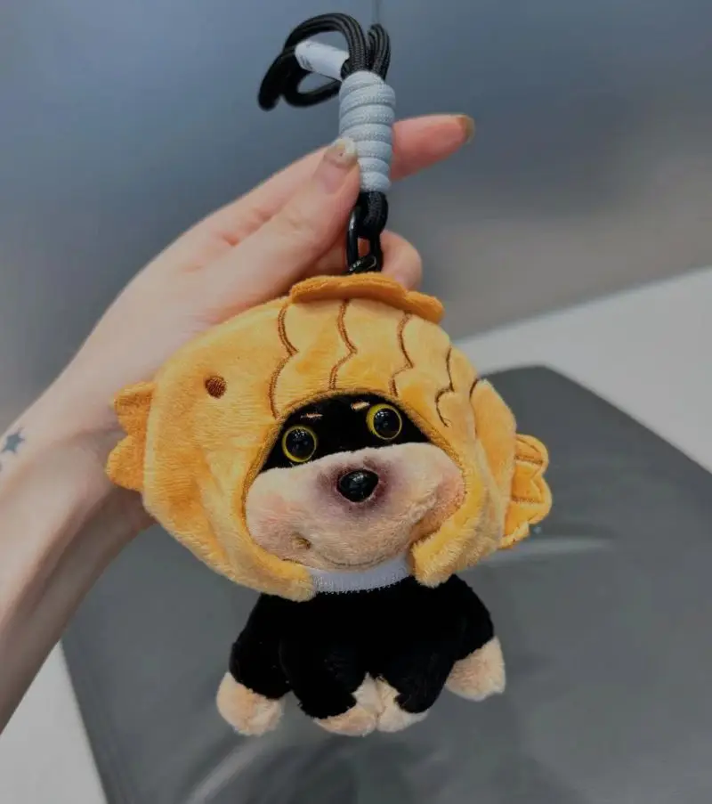 Cute Black Puppy Plush Keychain For Bag Pendant Creative Stuffed Animal Doll Pendant Accessories Kawaii Small Dog Keyring Keys