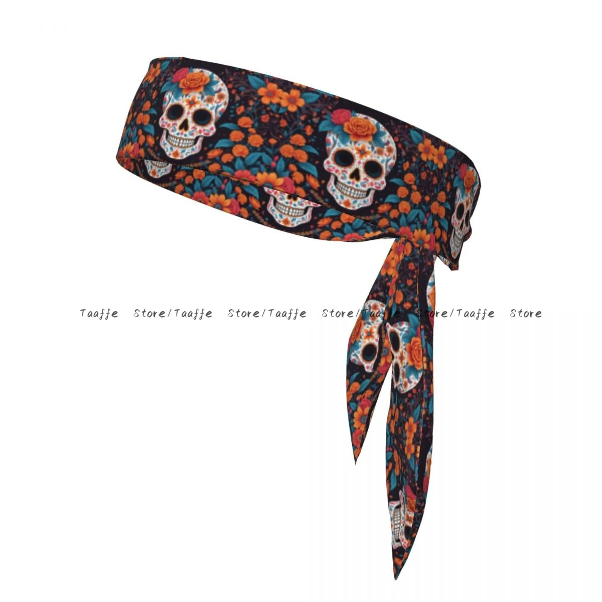 

Head Tie Bandana Sugar Skull With Flowers Head Scarf Wrap Outdoor Sports Sweatband