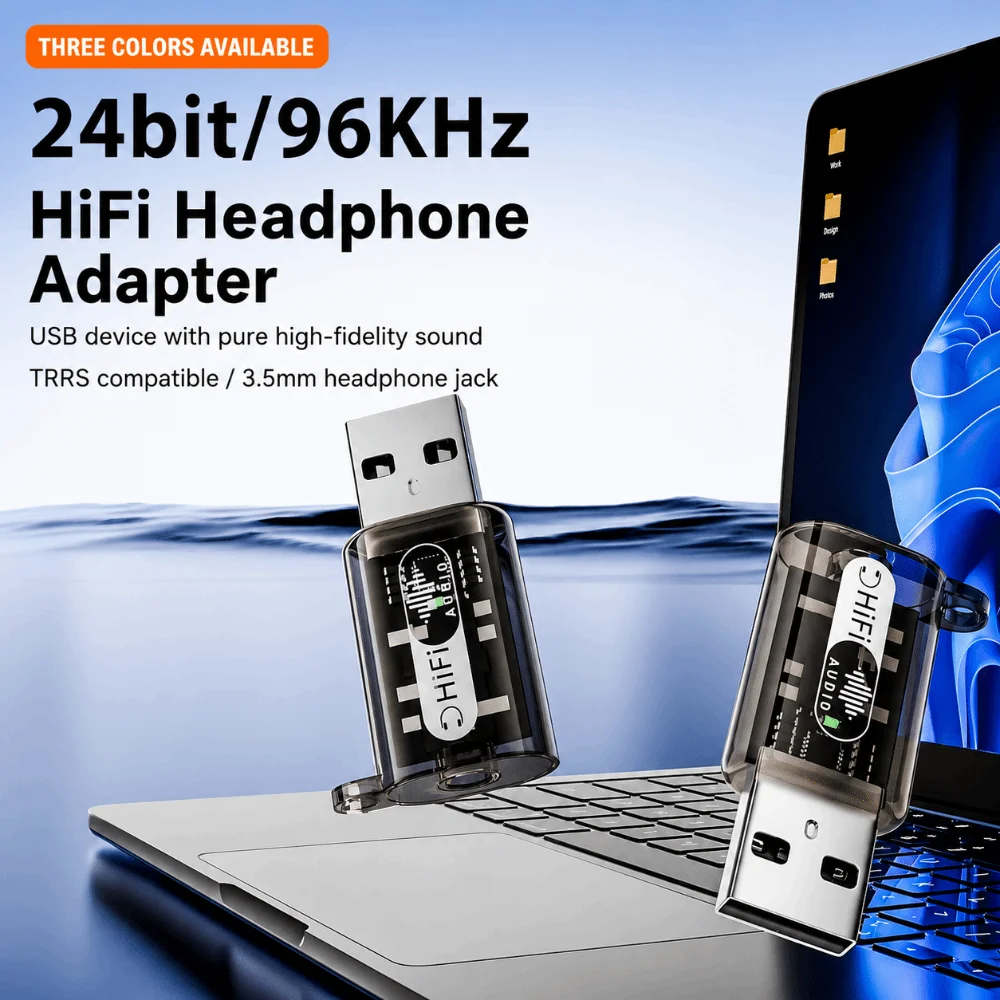 24bit 96KHz USB to 3.5mm Headphone Converter HiFi Ctia TRRS USB-A to Headset Adapter In-Line Control Driver Free
