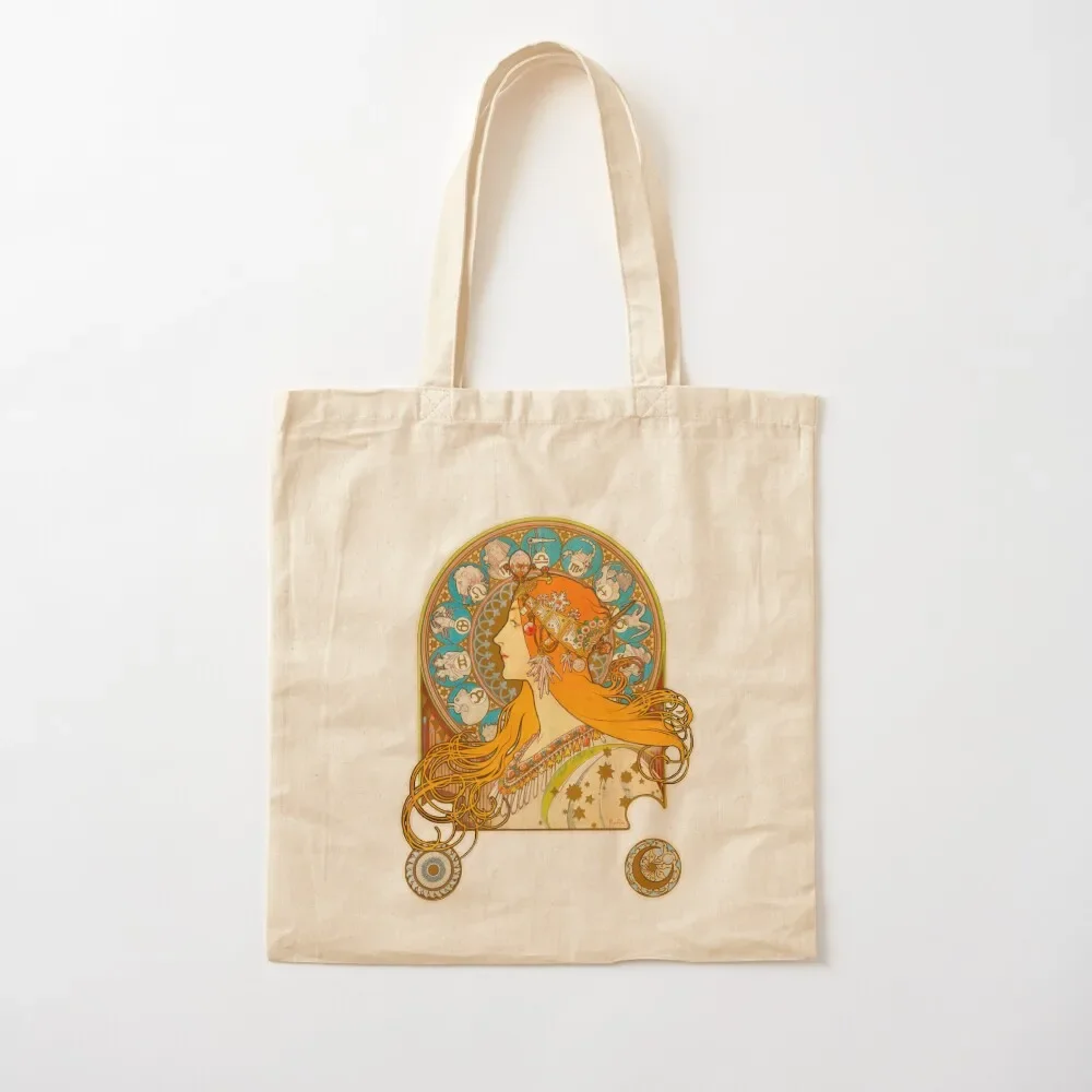 

Zodiac, (1896) - Alphonse Mucha. HIGH DEFINITION Tote Bag bags woman 2025 Canvas bag bags luxury women female bag