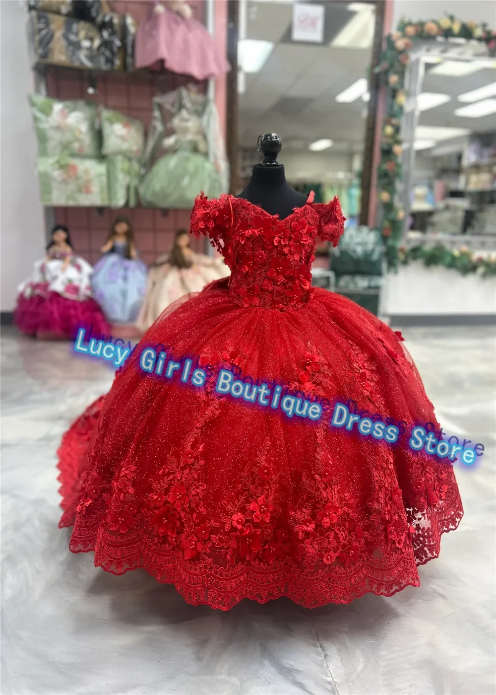 Luxury Quality Flower Girl Dress Dark Blue Tulle Fluffy Appliqué Wedding Kids Birthday Party Toddlers Princess Pageant Customize