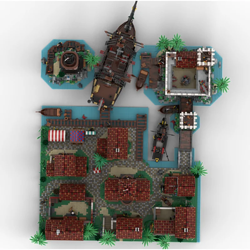 Briques de Construction modèle de Forteresse Pirate Moc, blocs de technologie modulaires ultimes du porto des Pirates, jouet de noël à monter soi-même, cadeaux de Construction