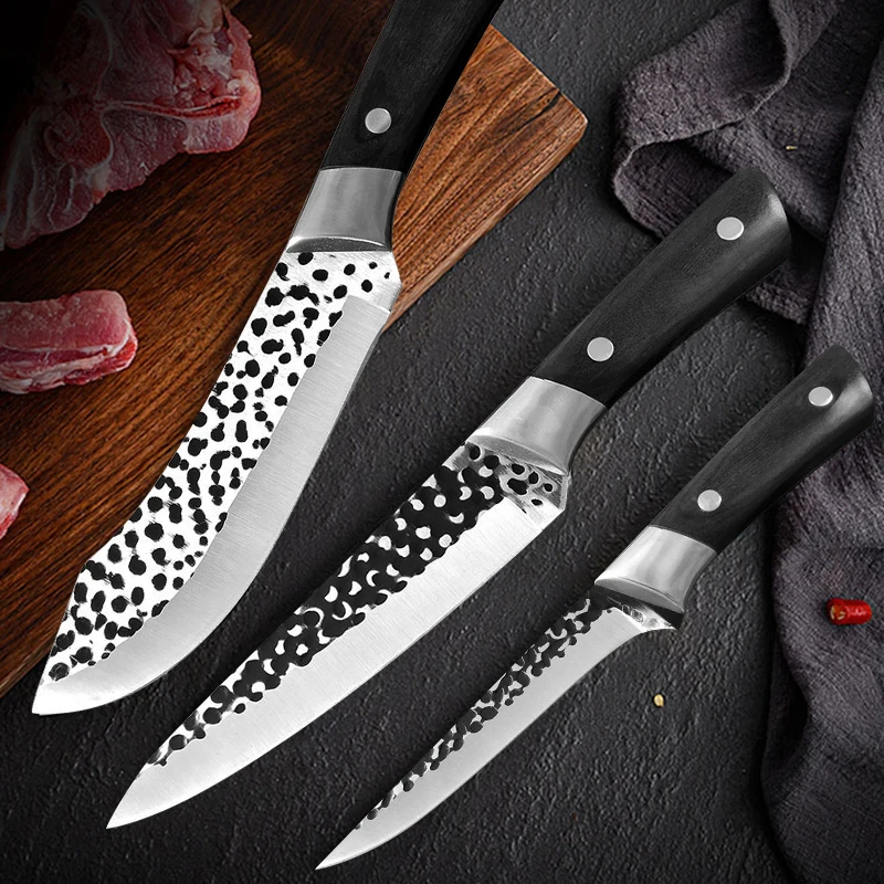 Kitchen Chef Knife Butcher Meat Cleaver Forged Bone Slaughtering Knives Stainless Steel Slicing Vegetable Fish Boning Knife BBQ