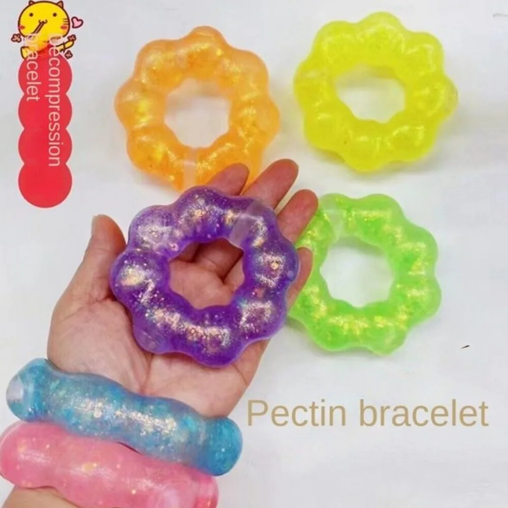 Durable TPR Transparent Donut Annular Resilience Color Bracelet Squeeze Ball Decompression Release Toys