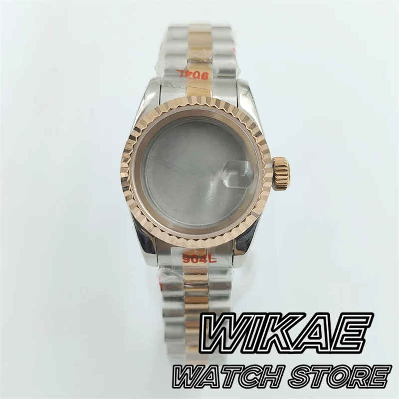 NH05 26mm Stainless Steel Watch Case with Bracelet for Ladies Women Watches Fit NH05 NH06 Automatic Movement Sapphire Glass