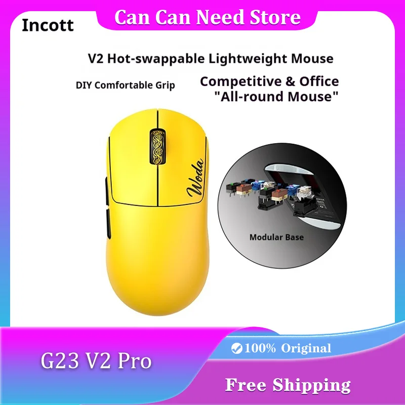 

Беспроводная мышь Incott G23 V2 Pro V2 Se, легкая трехрежимная PAW3395, 8K, эргономичная горячая замена, аксессуары для ПК, геймеров, мышь, подарки