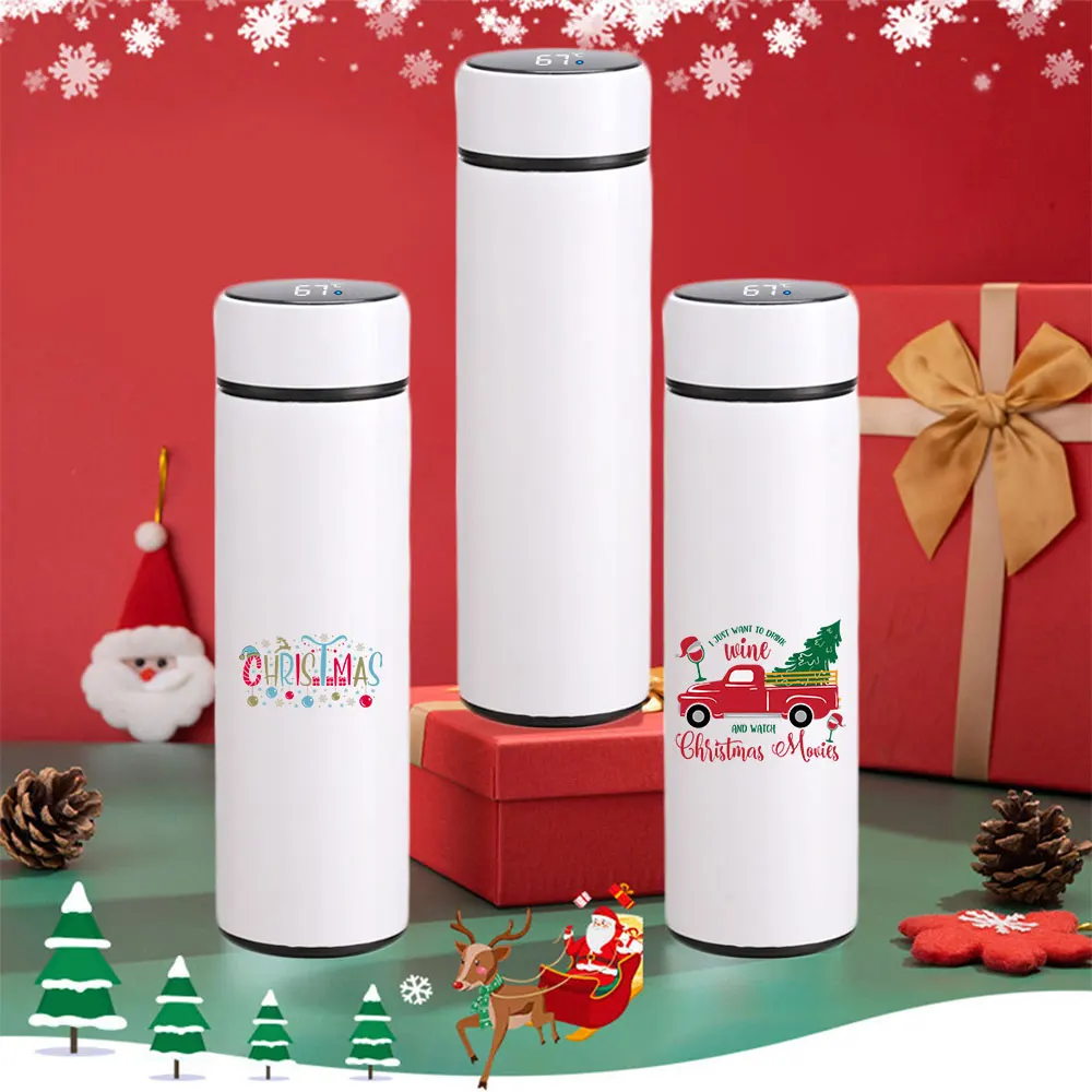 17oz Sublimation Blank Stainless Steel Straight Tumbler With Intelligent Display Large Capacity Insulated Cup As Christmas Gift