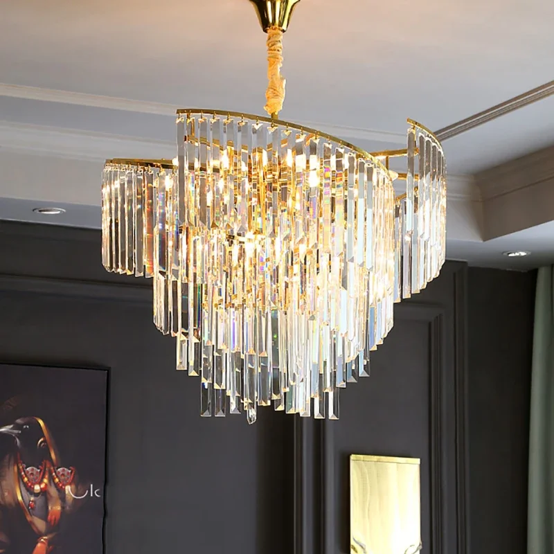 Luxry Decoration Crystal Chandelier Maison Pendant Lamp Dimmable Lustres Salon Home Decor Living Room Led Lamparas Suspensa