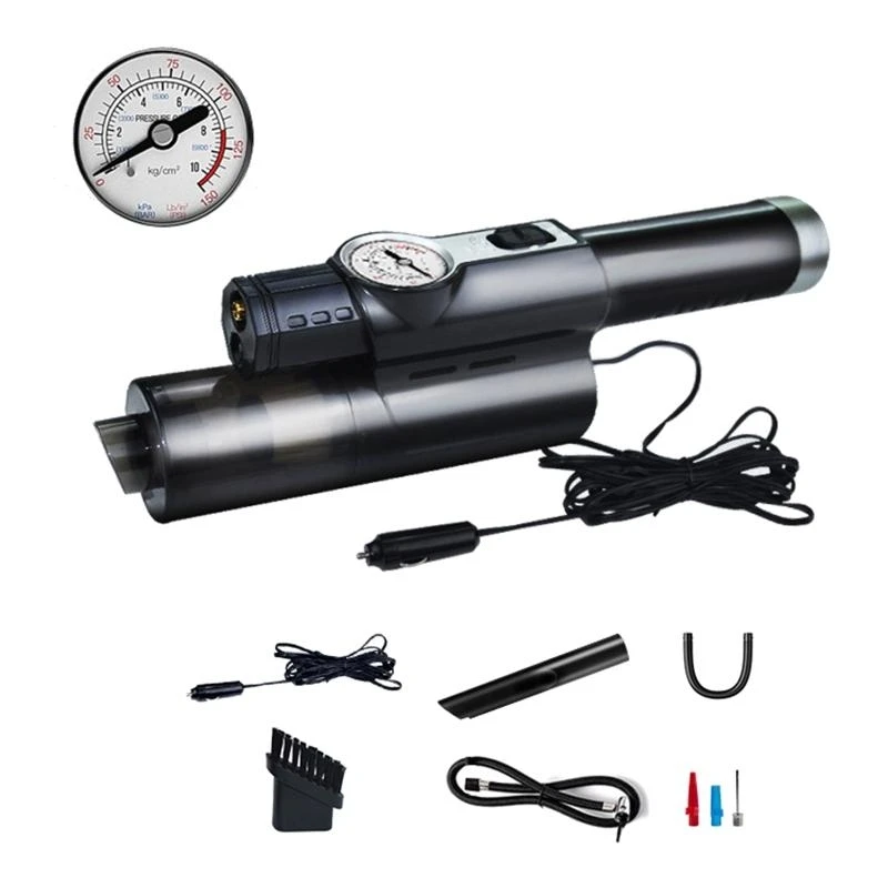 

R53D 4-in-1 Auto Vacuum Cleaner Tire Inflator Portable Air Compressor with Digital Tyre Pressure Gauge LCD Display Led Light