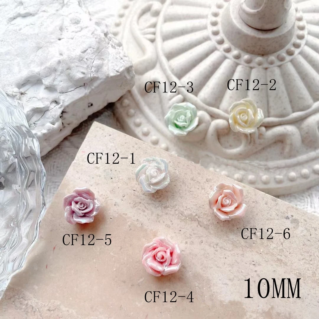 10pcs Cute 10mm Ceramic Rose Flower Nail Art Decoration Handmade Ceramic Flower CF12