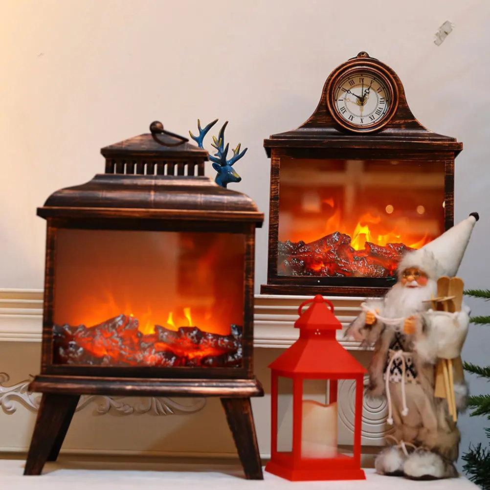 

1pc Christmas Scene Lamp Living Room Decorative Light Wall Clock Ornament For Bedroom Office Home Vintage Fireplace Decor