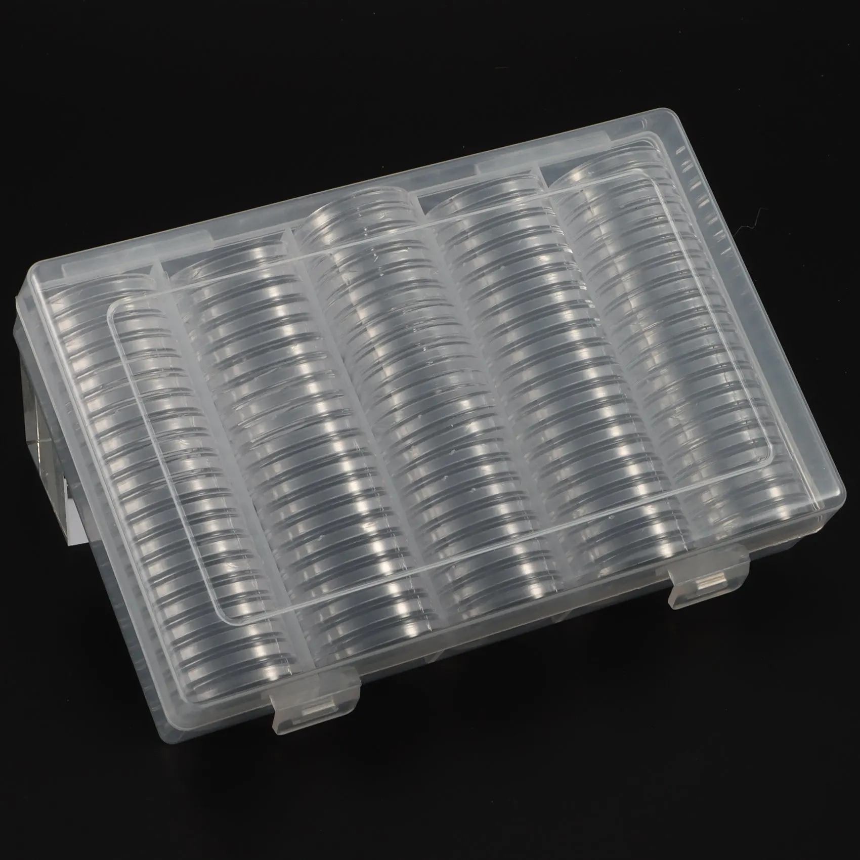 Tempat Koin 17/20/25/27/30Mm, 100 Buah Kapsul Koin Perak dengan Gasket Busa, Kotak Koin Profesional untuk Koleksi Koin