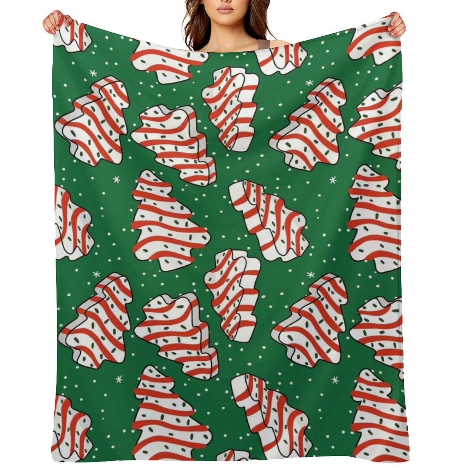 

Christmas Tree Snack Cake Green Throw Blanket Plaid Luxury Designer manga Furry Blankets