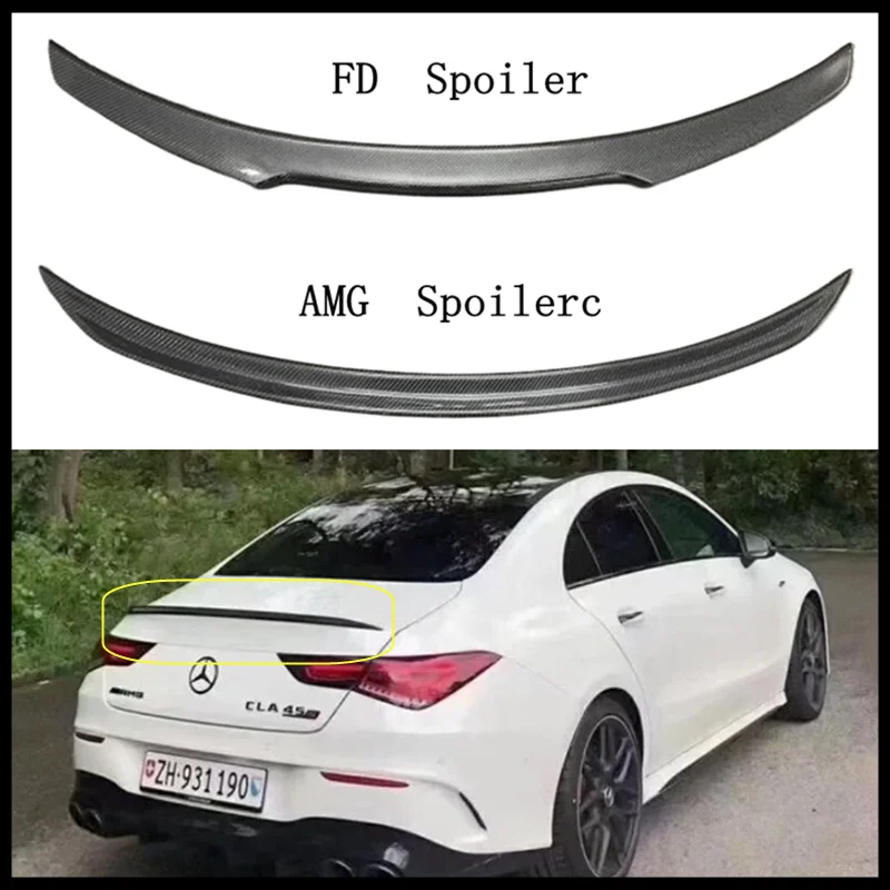 Spoiler For Mercedes Benz CLA W118 CLA200 CLA220 CLA260 CLA35 CLA45S 2018-2023 Real Carbon Fiber REAR WING TRUNK LIP SPOILERS