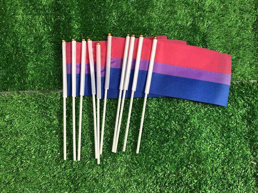 SKY FLAG LGBT hand flag 14x21cm polyester double side penetration LGBT bi pride bisexual Flag of bisexuality for hand