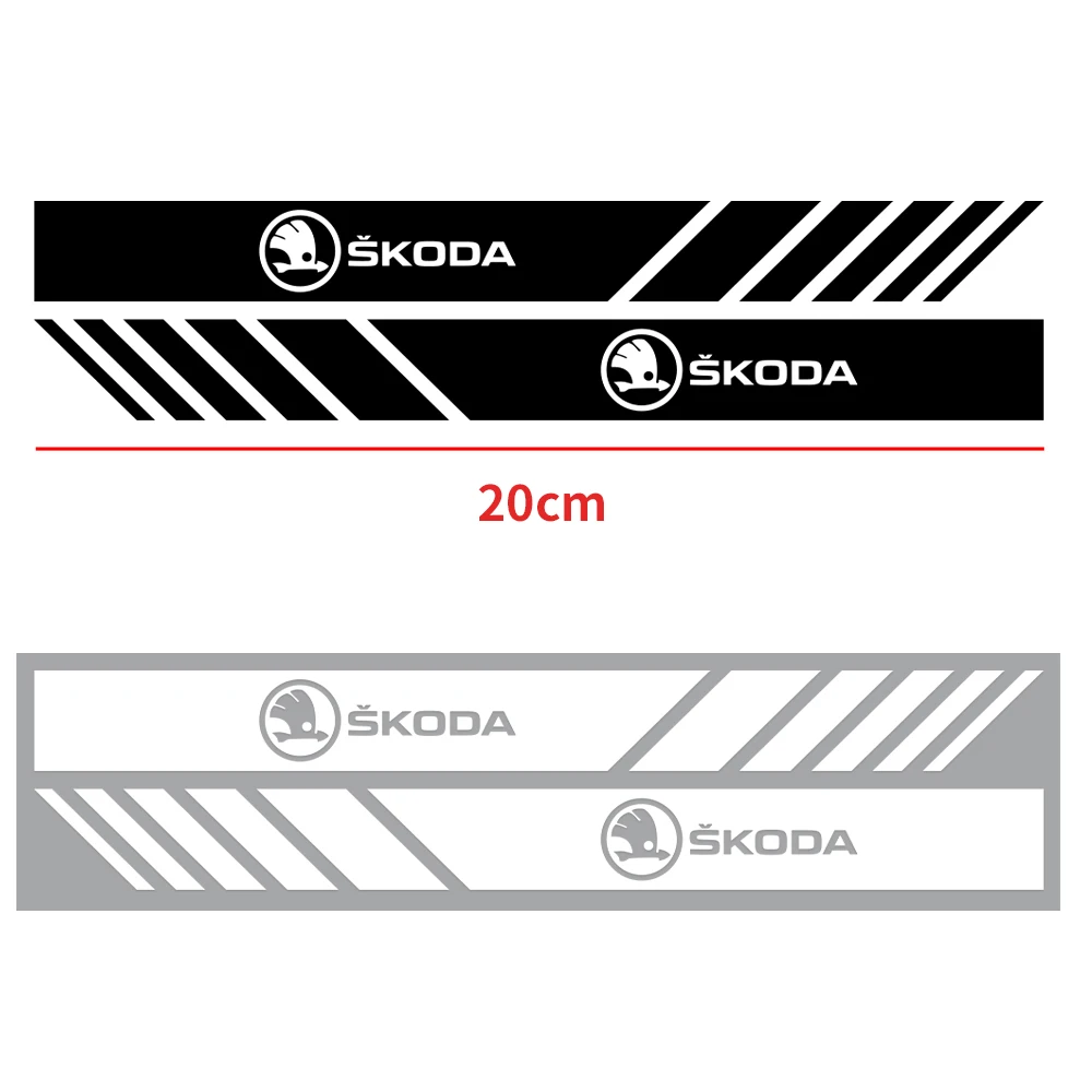 2pcs Car Body Side Rear View Mirror Stripes Badges Sticker Decoration For Skoda Rapid Octavia A5 RS Kodiaq Fabia A7 Kamiq Karoq