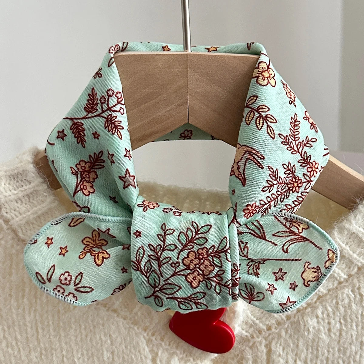 زوج من وشاح نسائي بنمط الثعلب الزهري، عصابة رأس ناعمة وخفيفة الوزن ومتعددة الوظائف للرقبة، إكسسوارات أزياء الربيع والخريف، تصميم مخطط ذو ملمس نباتي لامع